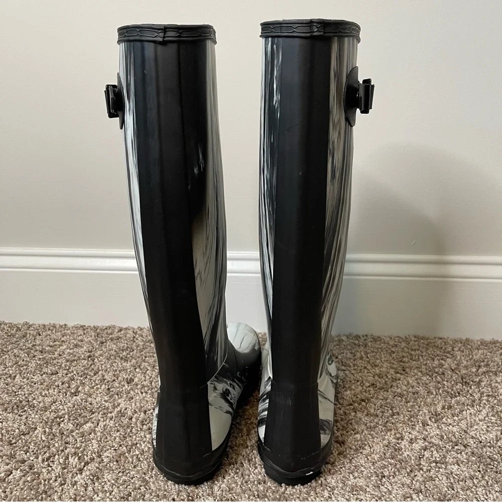 Hunter Limited Edition Original Nightfall Black/White Tall Rain Boots Size 9 - Picture 8 of 10